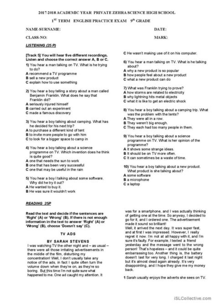 B1 Practice Test PDF – Download Free Exam Sample