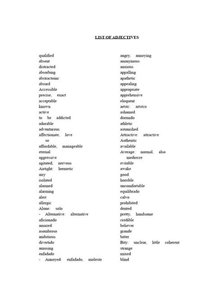 Free B2 Adjectives List PDF for Business Marketing