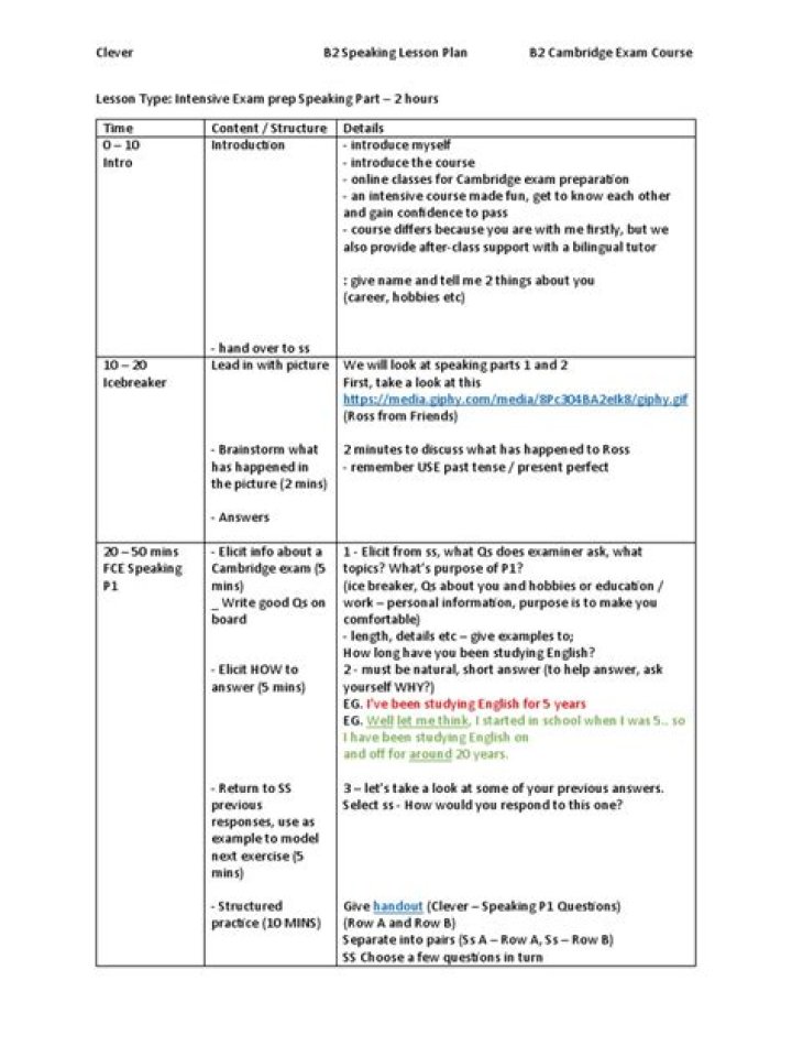 B2 Lesson Plan PDF: Ready-to-Use Teaching Materials