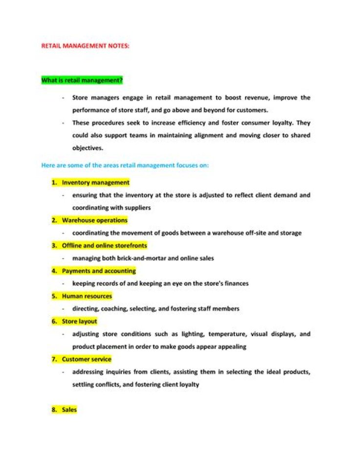 Ba7012 Retail Management Notes PDF – Essential Workflow & Strategy Guide