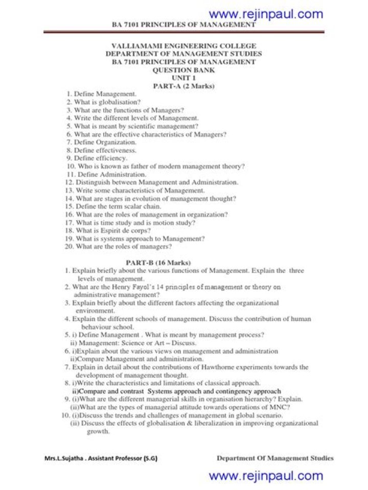 Ba7101 Principles of Management PDF: Complete Study Guide & Download