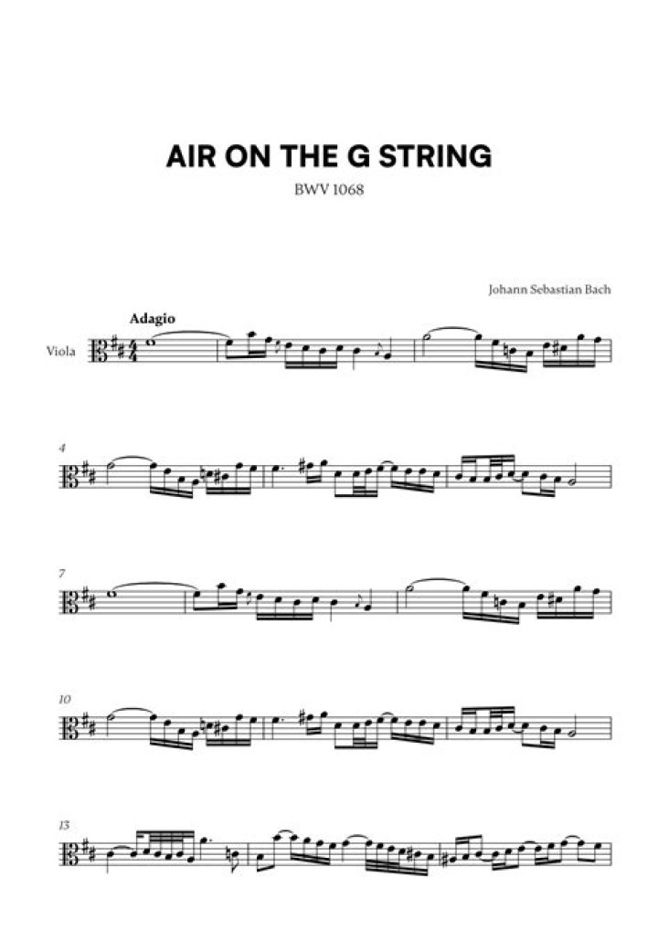 Free Bach Air G String Violin Sheet Music PDF Download