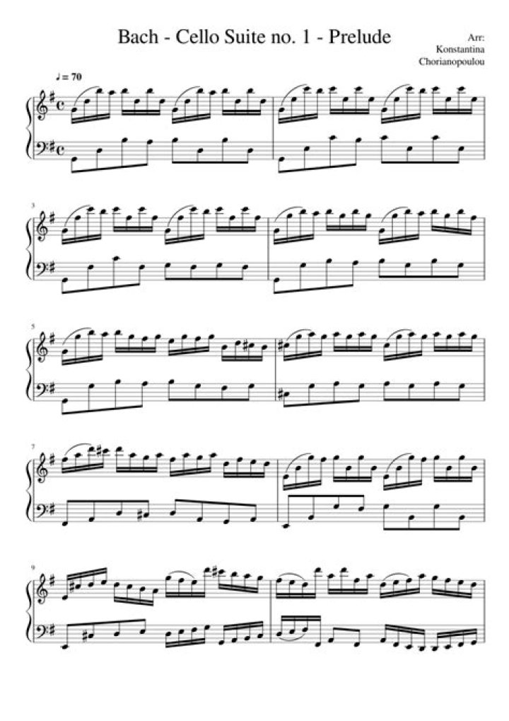 Free Bach Cello Suite No. 1 Sheet Music PDF Download
