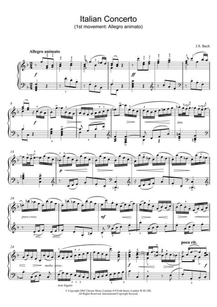 Download Bach Italian Concerto Sheet Music PDF Instantly
