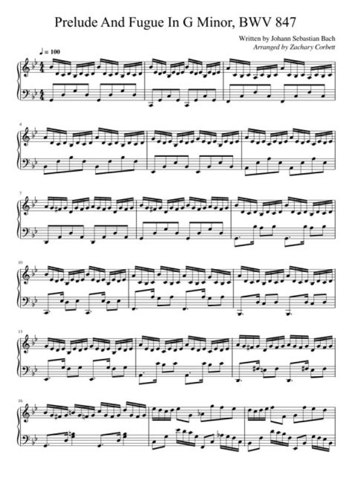 Free Bach Prelude and Fugue in C Minor Sheet Music PDF Download