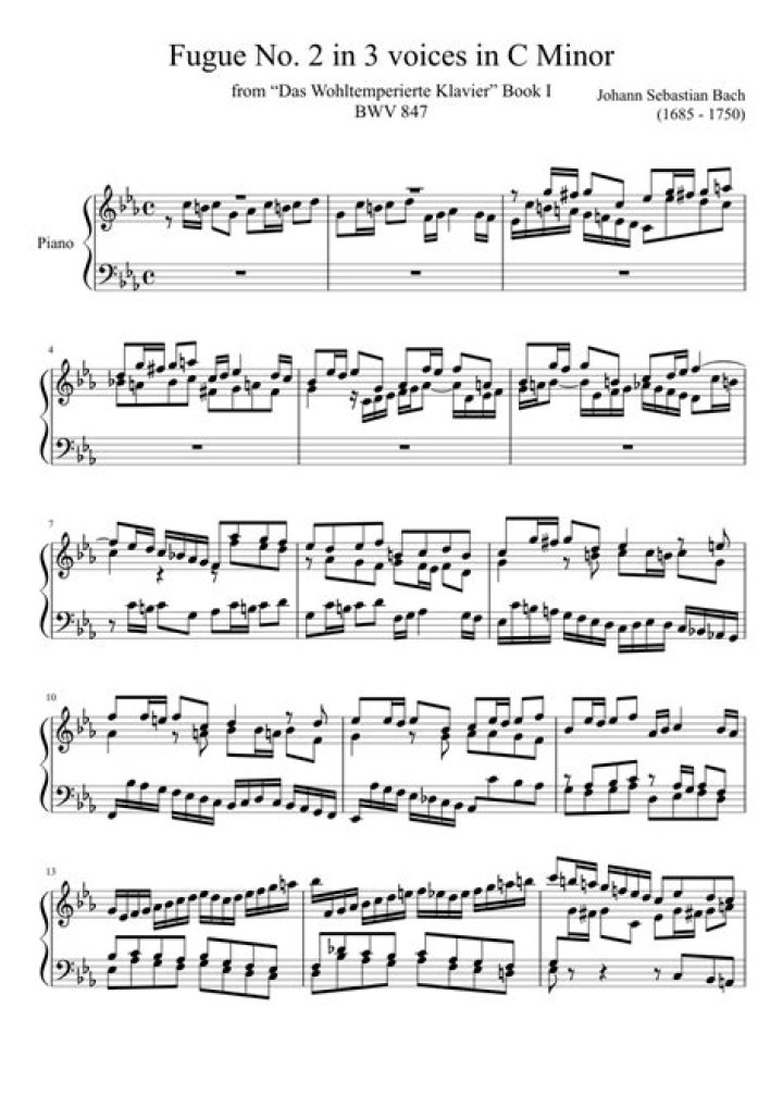 Bach Prelude and Fugue No. 2 Sheet Music PDF Download