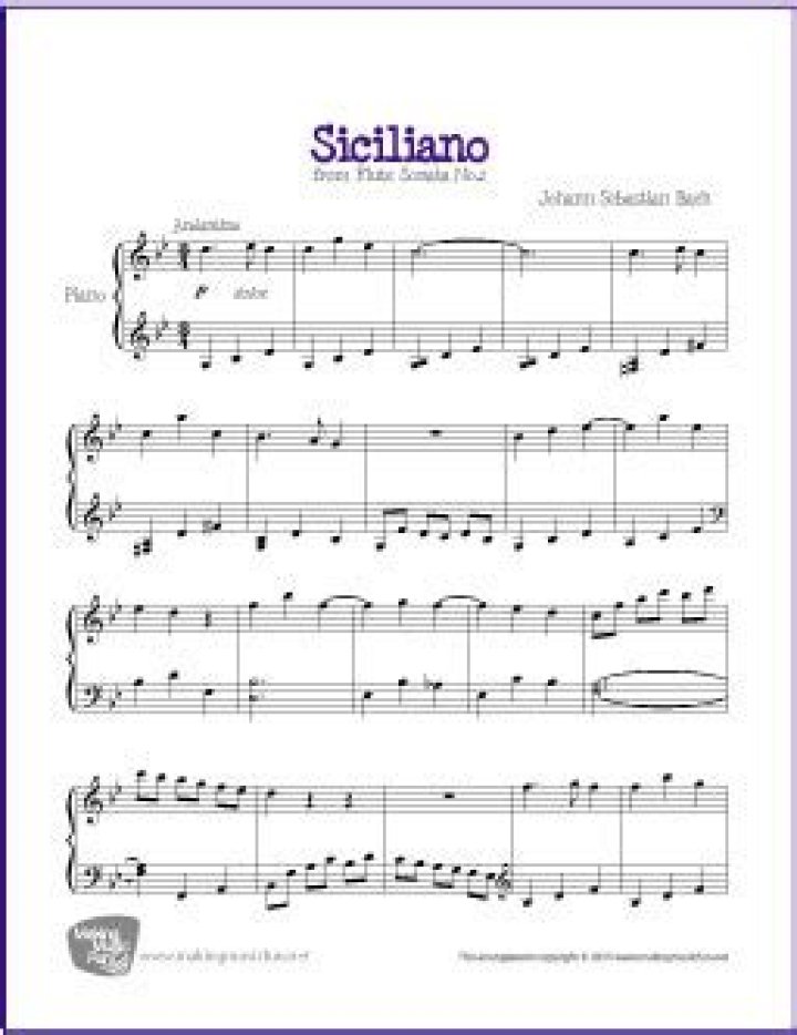 Bach Siciliano Piano Sheet Music PDF for Instant Download
