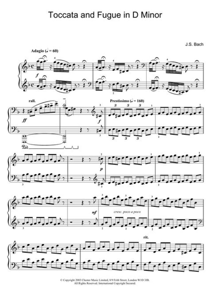 Bach Toccata and Fugue in D Minor Sheet Music PDF Download