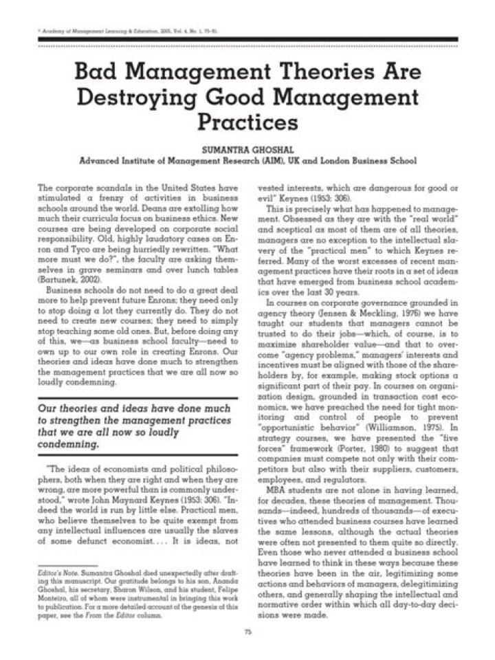 Exposing Harmful Management Theories: A Critical Analysis PDF