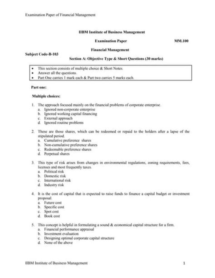 Badm 7090 Spring 2014 Financial Management Quizzes PDF with Dr. Chance Analysis