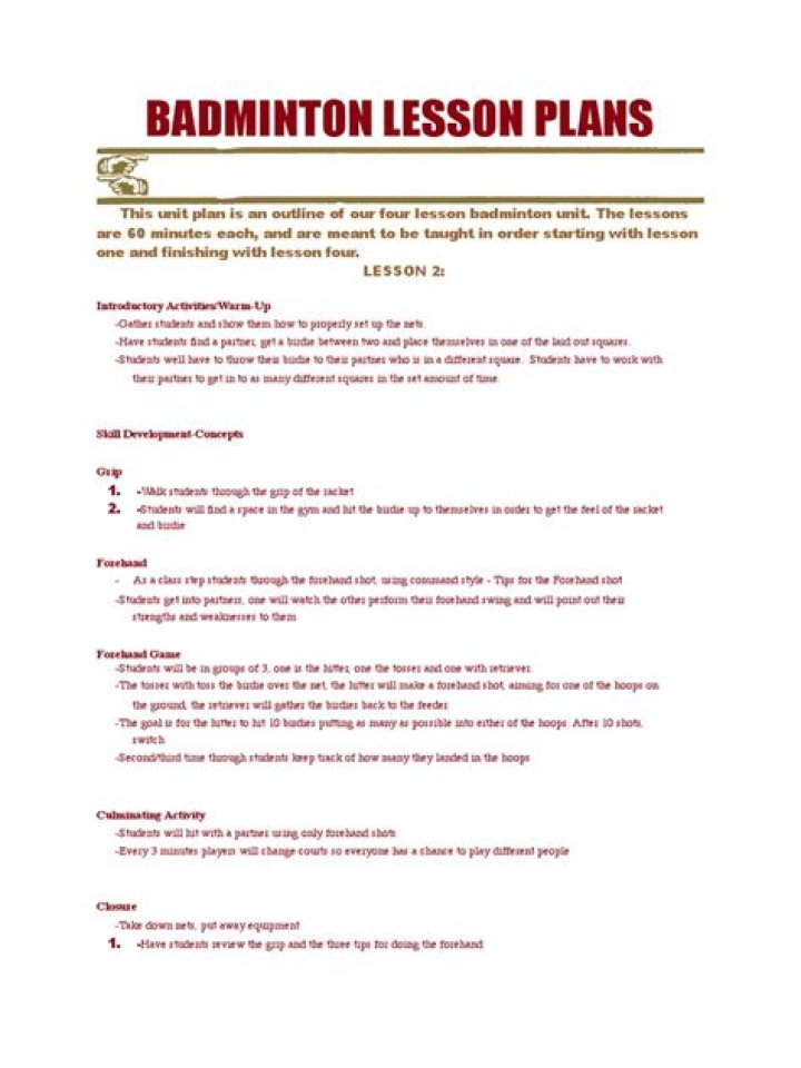Free Badminton Lesson Plans PDF for Beginners & Pros