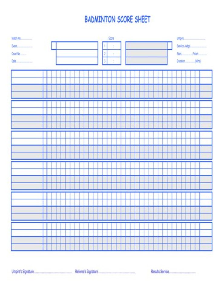 Download Free Badminton Score Sheet PDF for Instant Scoring