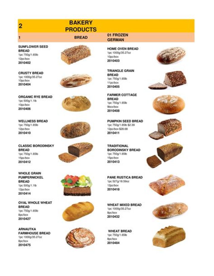 Download Our Bakery Product List PDF – Fresh Baked Goods Catalog