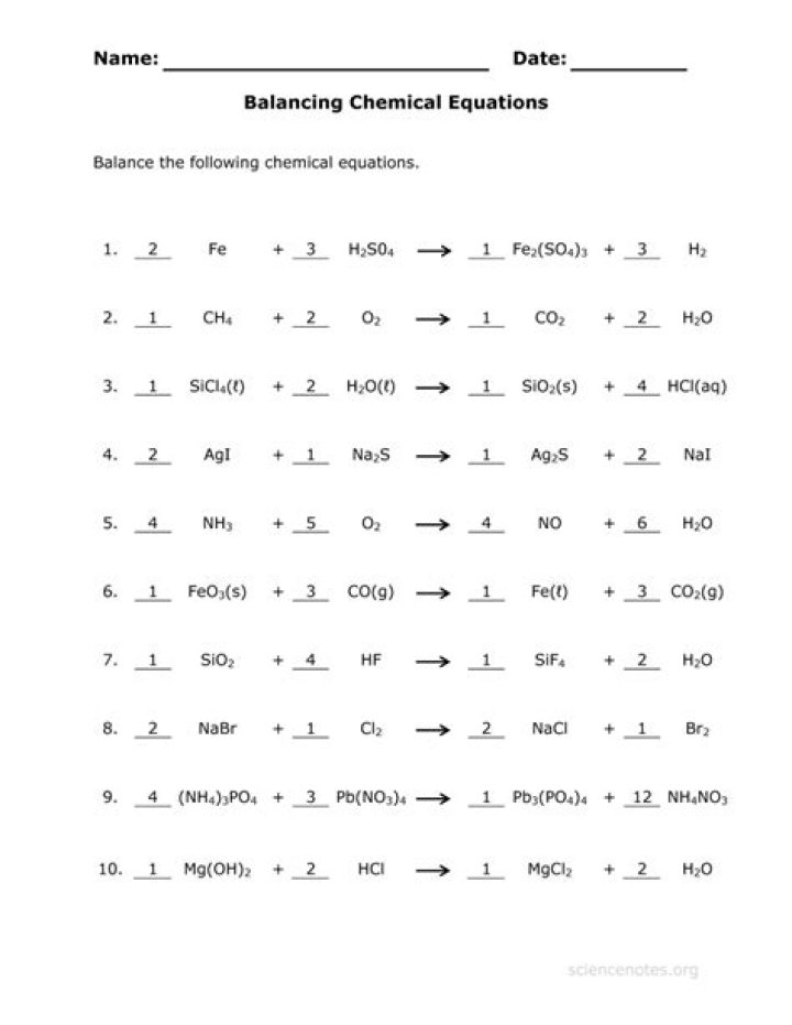 Balancing Chemical Equations Answers PDF: Step-by-Step Guide