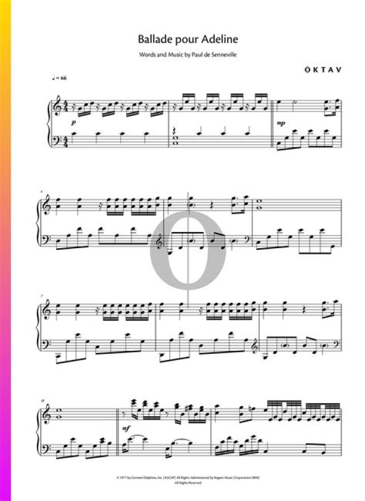 Ballade pour Adeline Piano Sheet Music PDF – Download Now