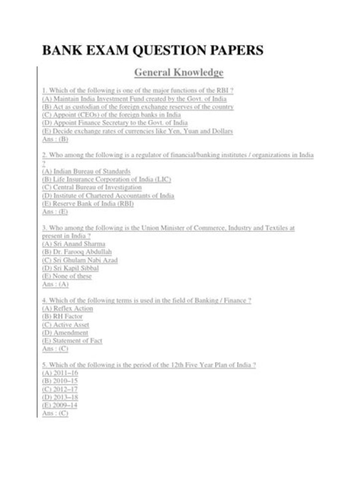 Bank Exam Question Paper PDF – Download Latest Solved Papers
