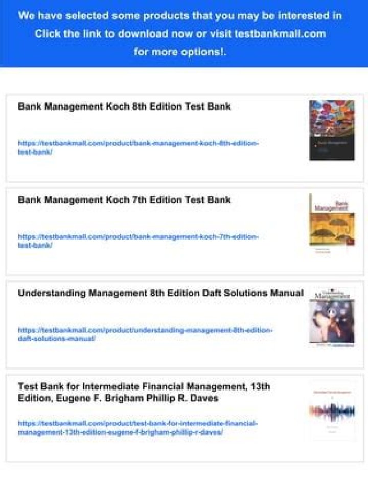 Bank Management Koch 7th Edition Solutions Manual PDF: Expert Study Guide & Answer Key