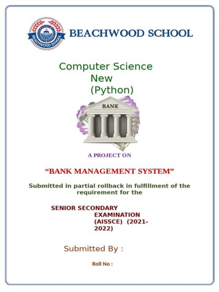 Python Bank Management System Project PDF – Full Source Code