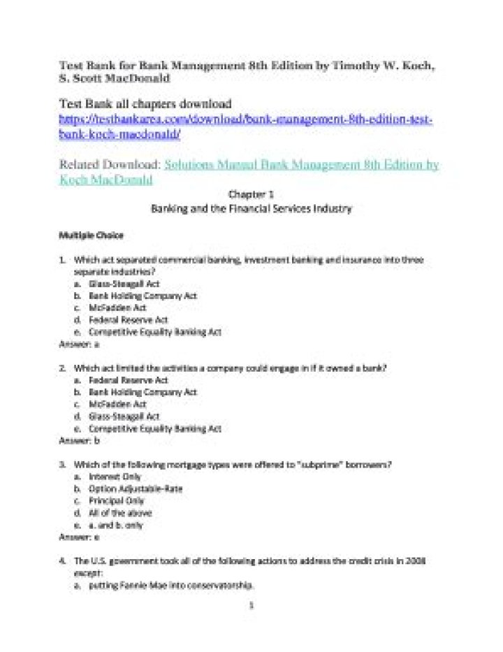 Bank Management Insights by Timothy Koch: Essential PDF Guide