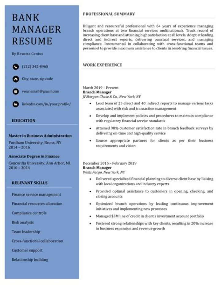 Bank Manager CV PDF – Professional Resume for Financial Leadership