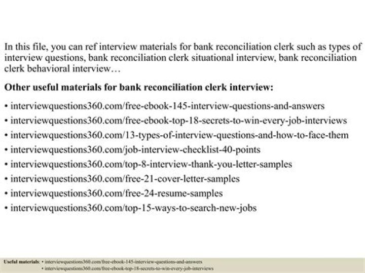 Bank Reconciliation Interview Questions & Answers PDF – Expert Guide