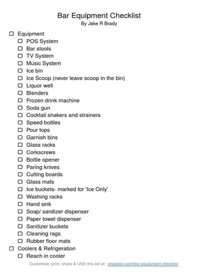 Free Bar Equipment List PDF: All Essential Tools & Supplies