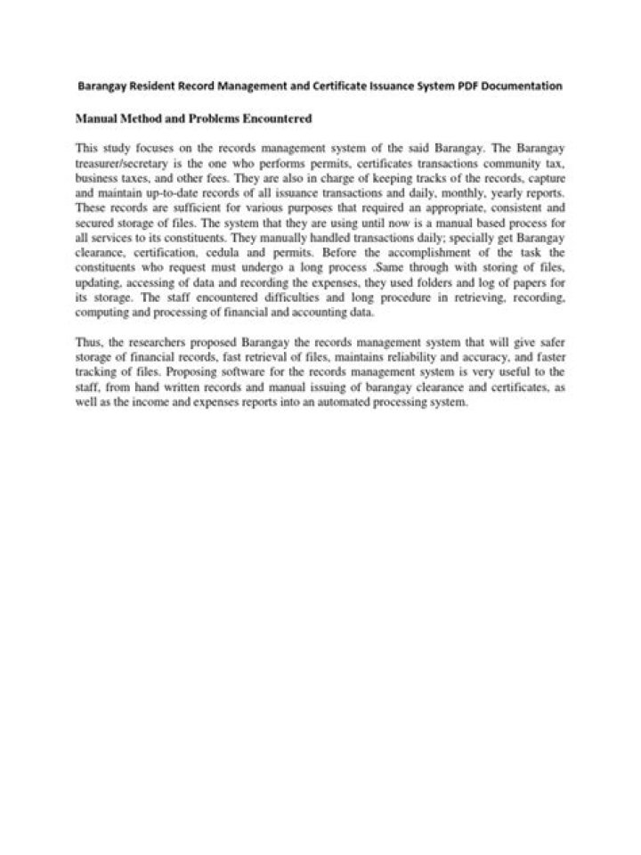 Barangay Record Management System PDF for Efficient Governance