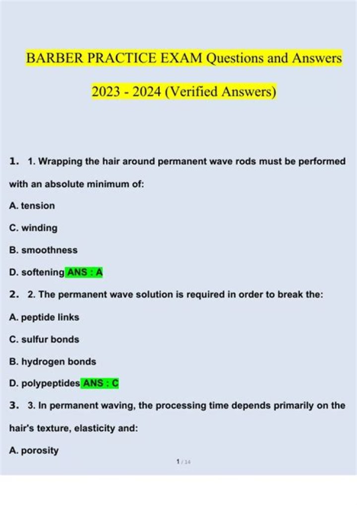 Barber Exam Questions and Answers PDF: Complete Study Guide