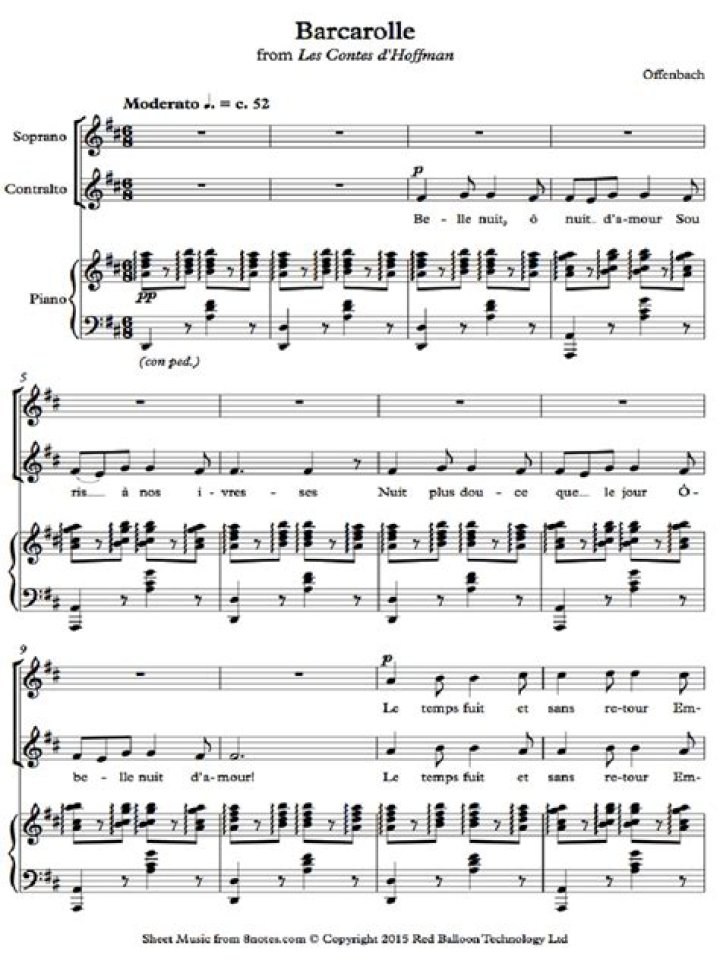 Barcarolle from Offenbach – Official Sheet Music PDF for Instant Download