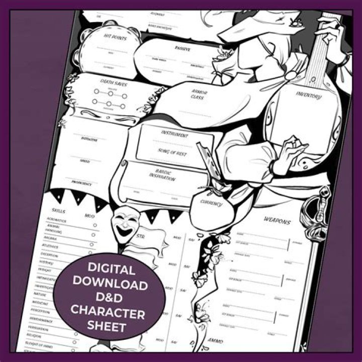 Bard Character Sheet 5e PDF Download – Ready-Made Tabletop RPG Tool