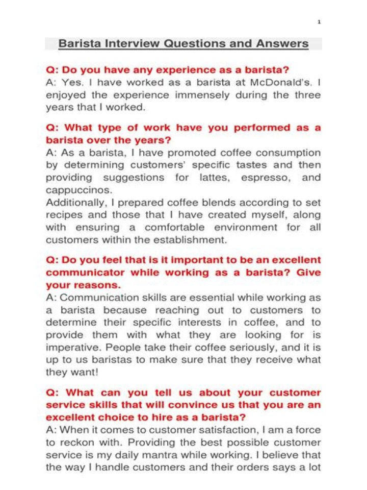 Barista Interview Questions and Answers PDF: Expert Prep Guide