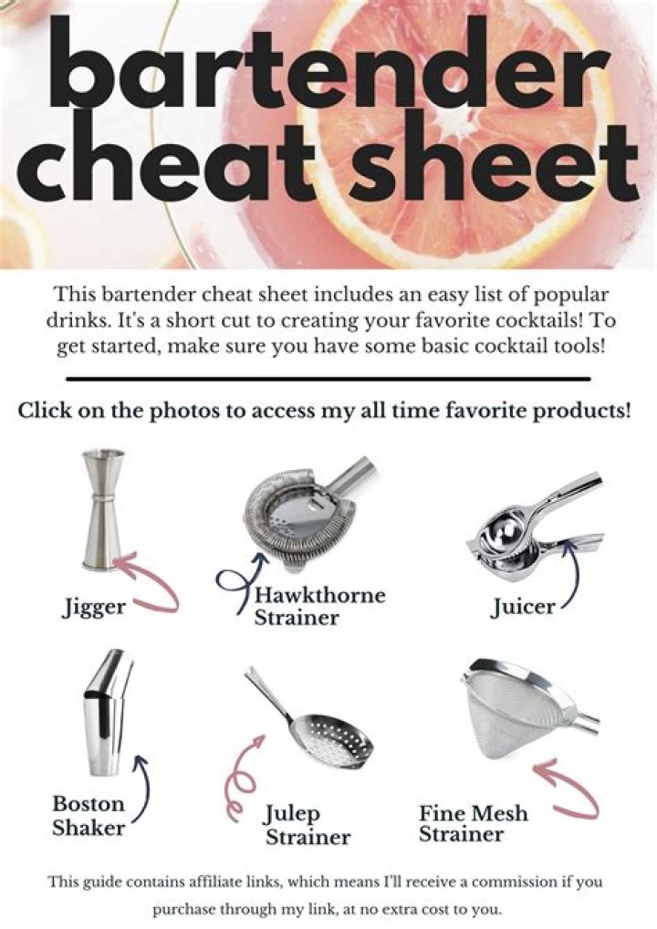 Bartender Cheat Sheet PDF Free Download – Master Cocktails Instantly