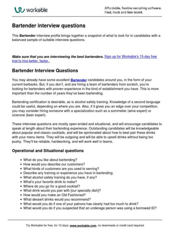 Bartender Interview Questions and Answers PDF: Expert Tips & Top Questions