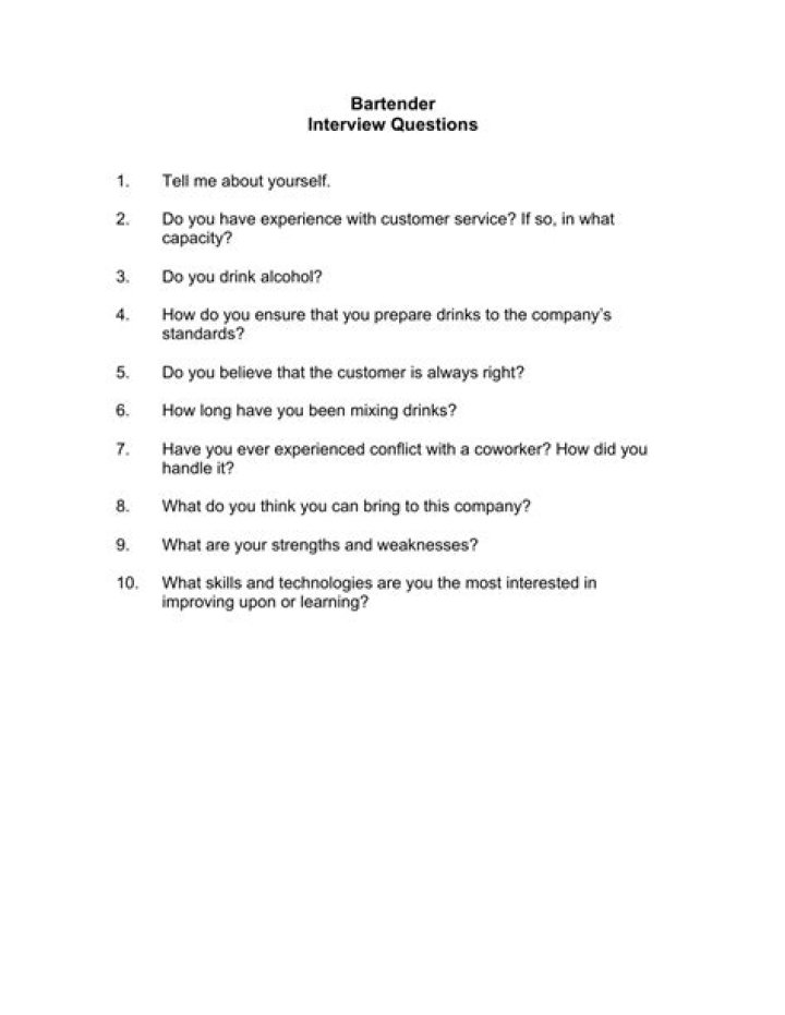 Top Bartender Interview Questions PDF for Hiring Professionals