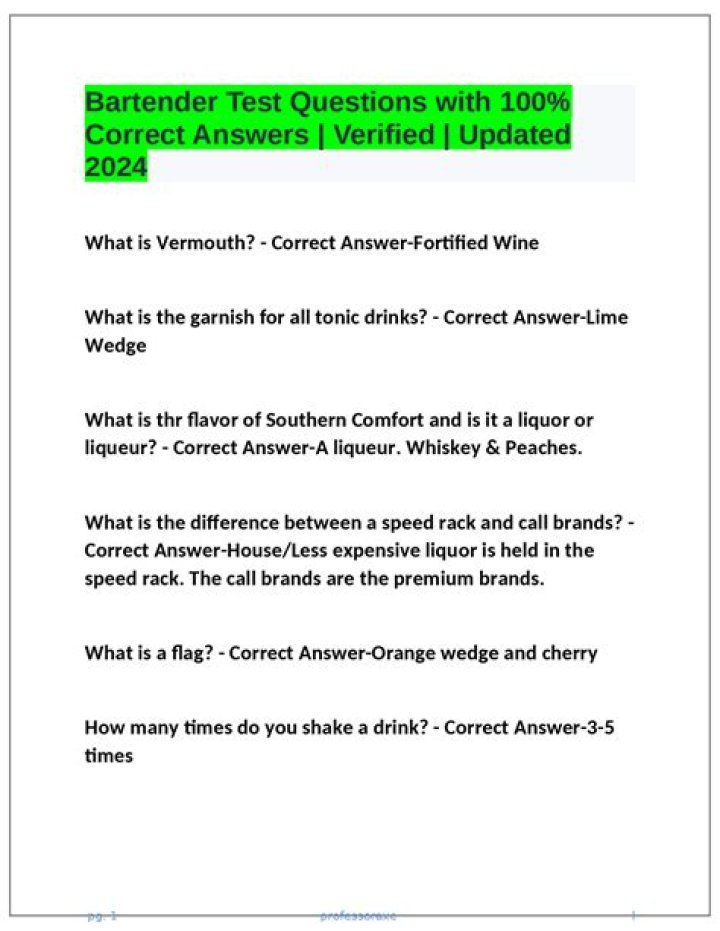 Bartender Questions and Answers PDF: Expert Tips and Common Queries