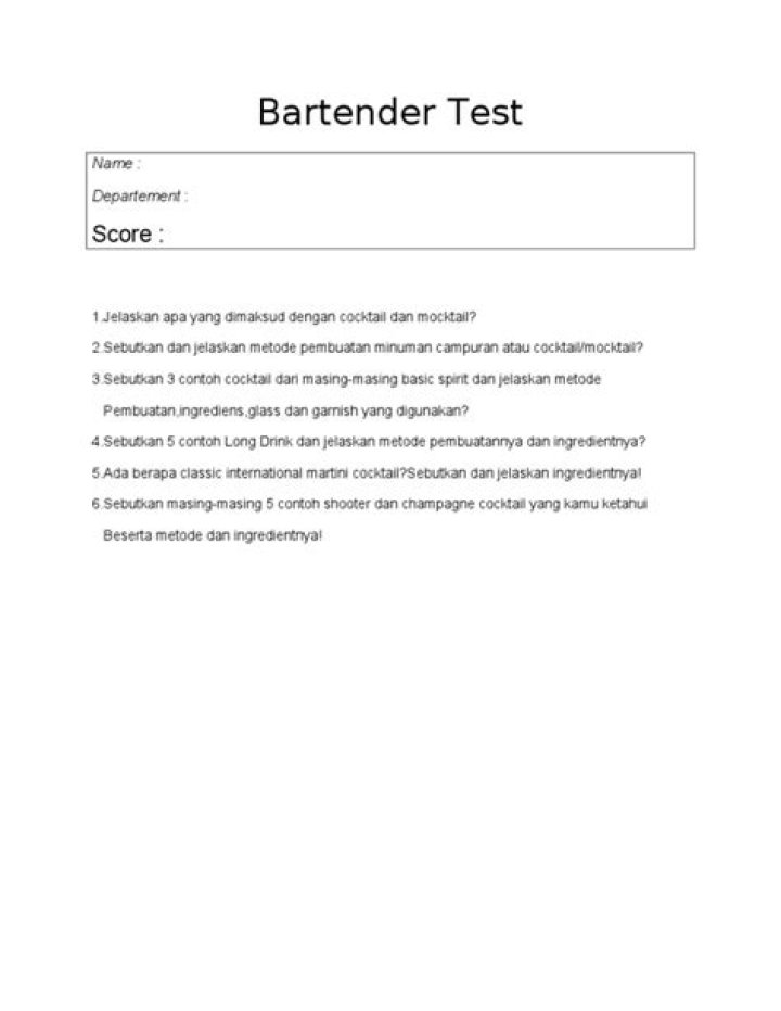 Bartender Test PDF: Master Mixology Skills with Practice Exam