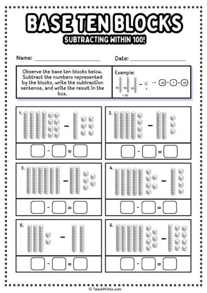 Free Base 10 Blocks Worksheets PDF for Math Practice