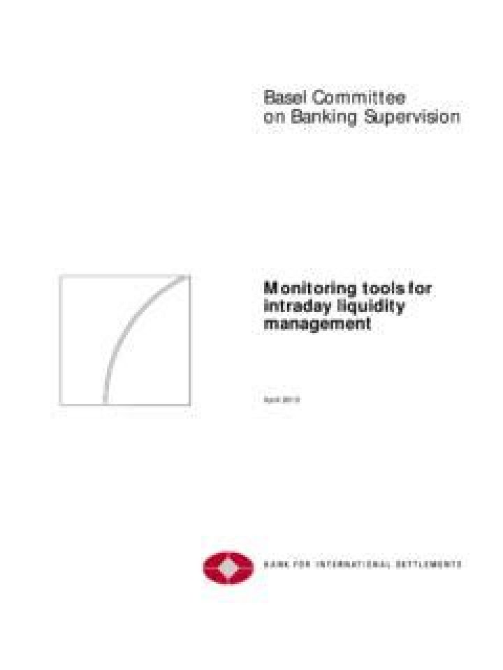 Basel Committee Monitoring Tools for Intraday Liquidity Management 2013 PDF Guide