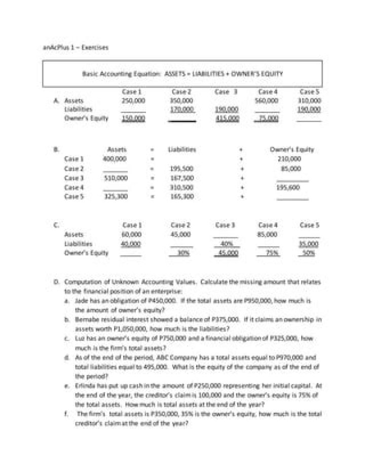 Basic Accounting Equation: Questions & Answers PDF for Beginners