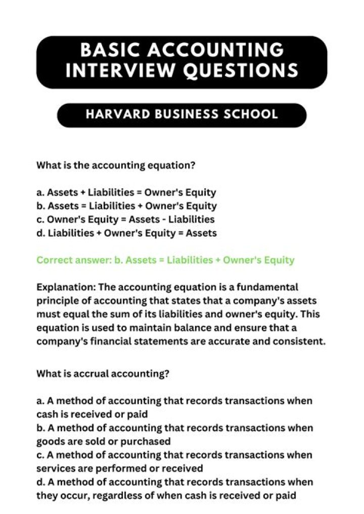 Basic Accounting Questions & Answers for Interview PDF Free Download