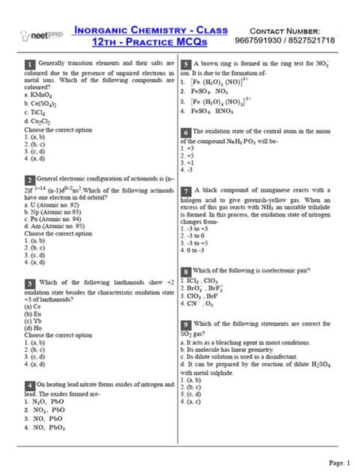 Basic Chemistry MCQs with Answers PDF: Perfect Study Guide