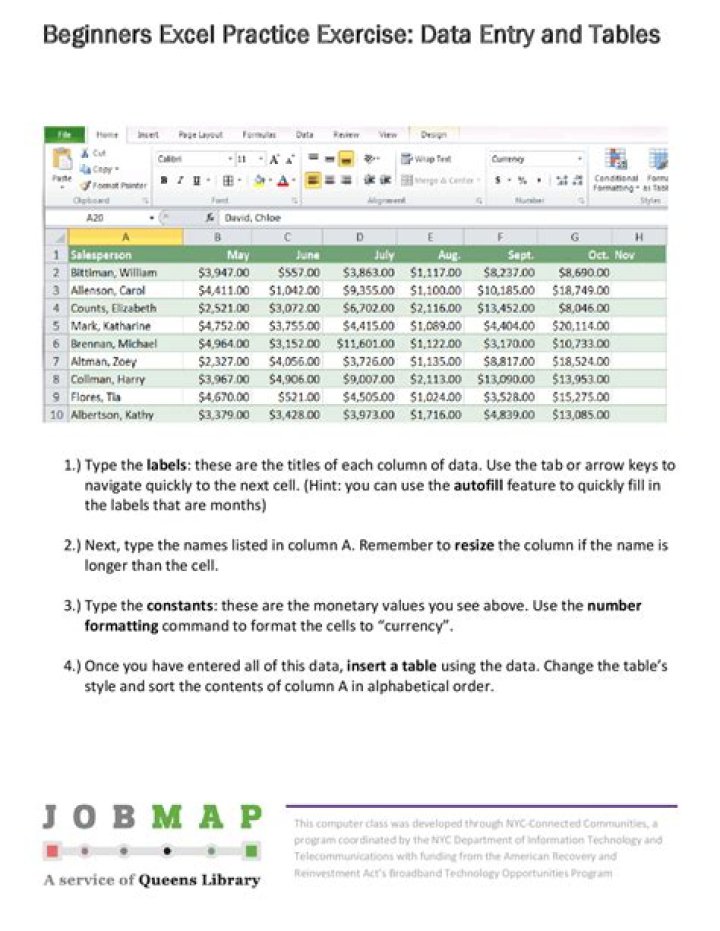 Basic Excel Practice Exercises PDF with Answers