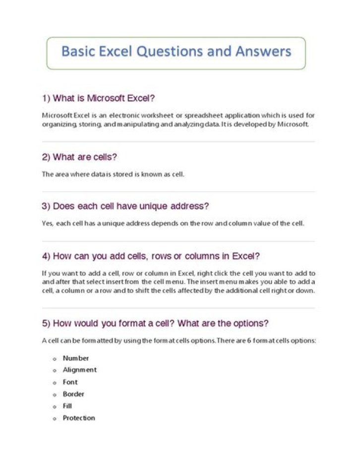 Basic Excel Questions and Answers PDF – Master Excel in Minutes