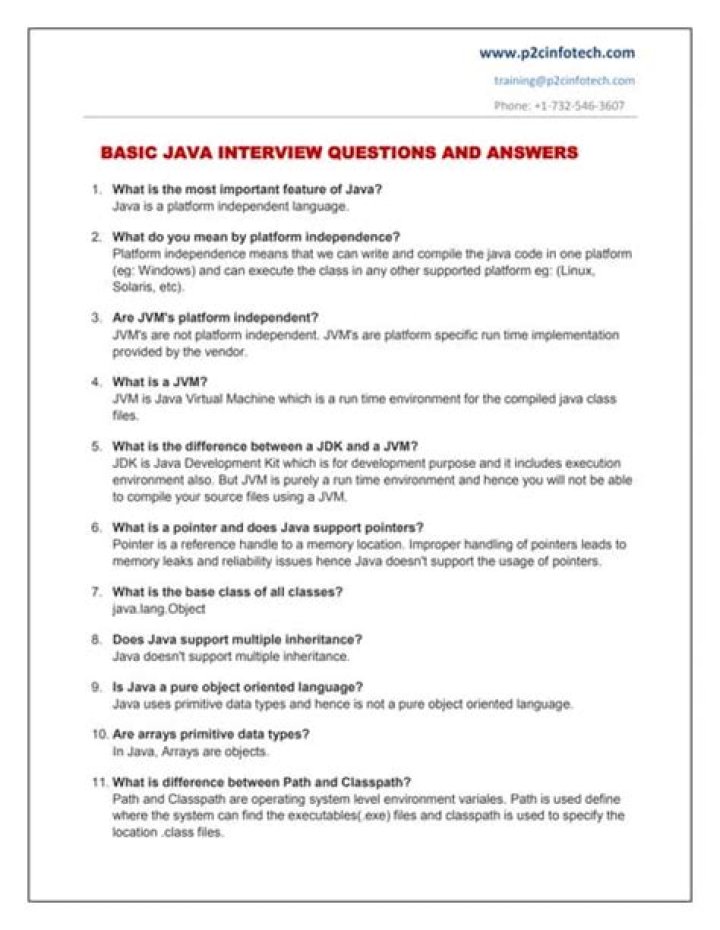 Basic Java Interview Questions and Answers PDF Guide