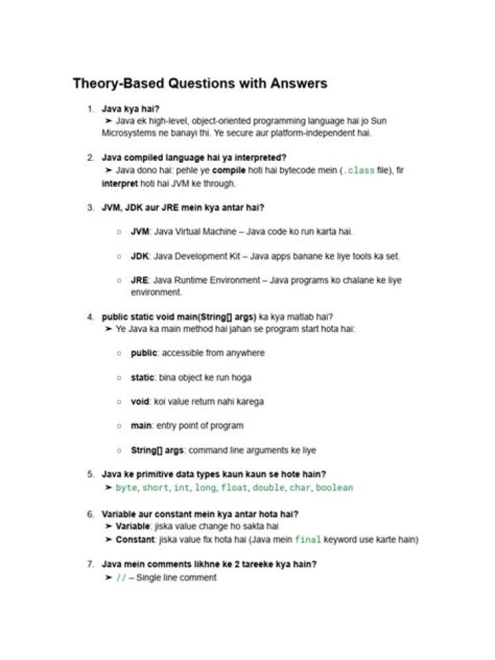 Basic Java Questions and Answers PDF: Top 50 Essentials