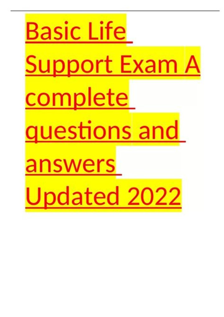 Basic Life Support Exam A Answer Key PDF – Reliable Study Resource