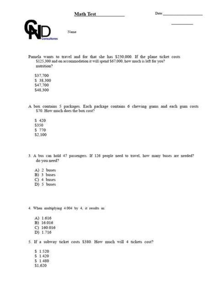 Basic Math Test for Cashier PDF: Practice & Pass Quickly