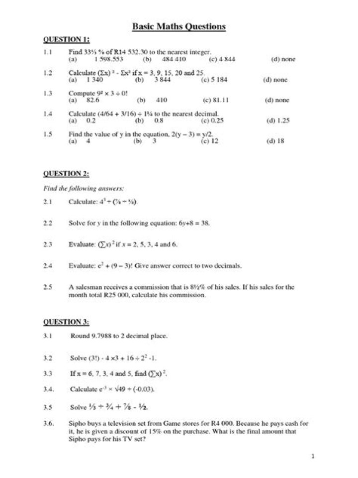 Basic Maths Questions PDF for Easy Practice & Learning