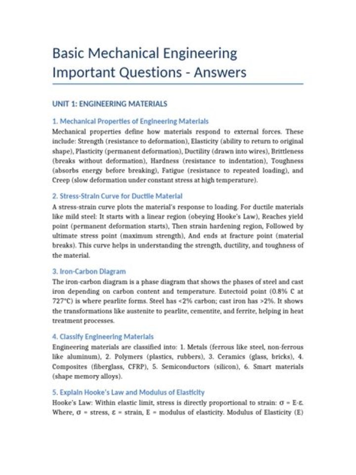 Basic Mechanical Engineering Questions PDF – Master Fundamentals