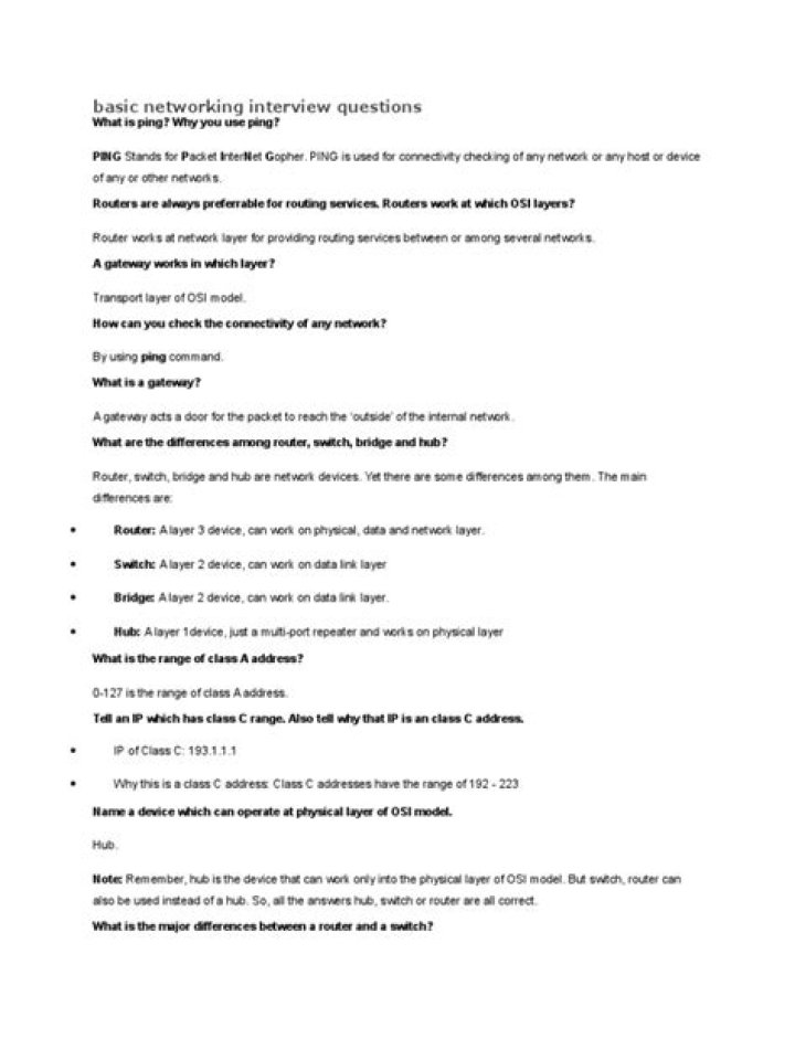 Basic Networking Interview Questions PDF for Job Seekers